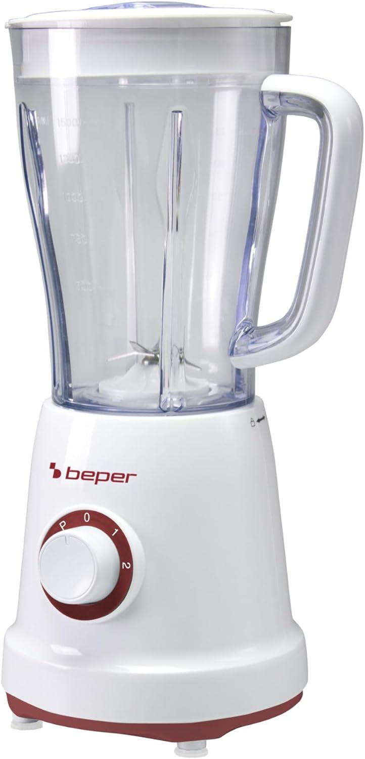 BEPER P102FRU500 Standmixer, 1,5 l, 500 W, 4 abnehmbare Klingen aus Edelstahl, 2 Geschwindigkeitsstu