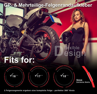 BIKE-label Felgenrand-Aufkleber Set für 16'' 17'' 18'' Zoll Felgen Racing 1000-780002