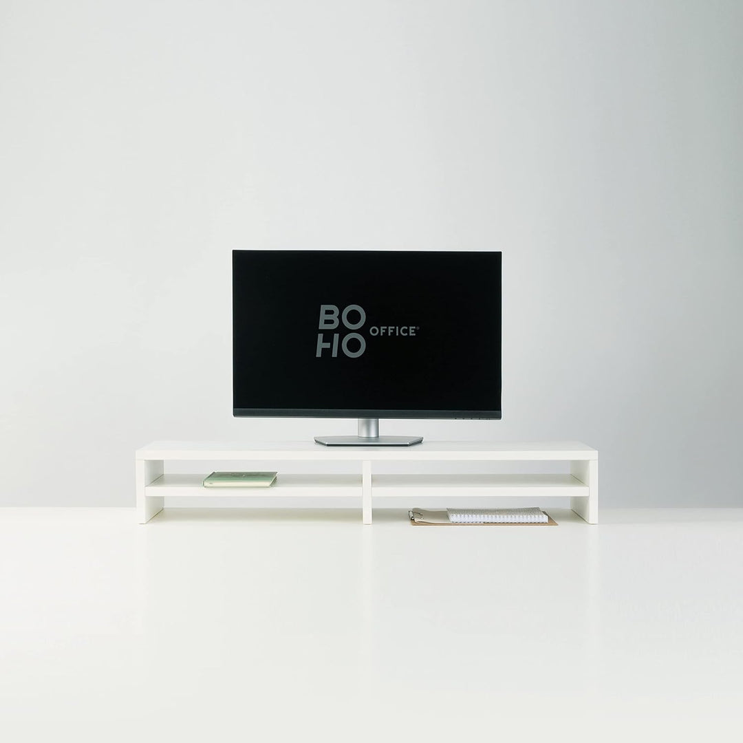 boho office® ergonomischer Monitoraufsatz, Bildschirmerhöhung, Monitorständer, Tischaufsatz mit viel