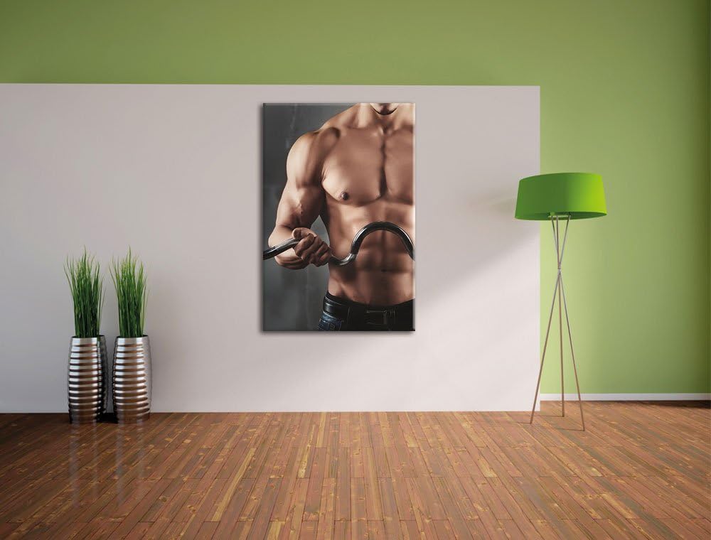 Pixxprint Bodybuilding, Format: 100x70 auf Leinwand, XXL riesige Bilder fertig gerahmt mit Keilrahme