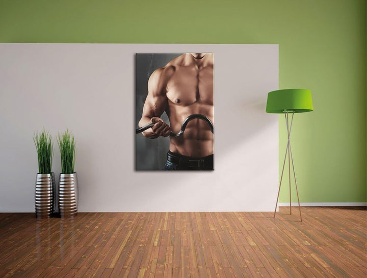 Pixxprint Bodybuilding, Format: 100x70 auf Leinwand, XXL riesige Bilder fertig gerahmt mit Keilrahme