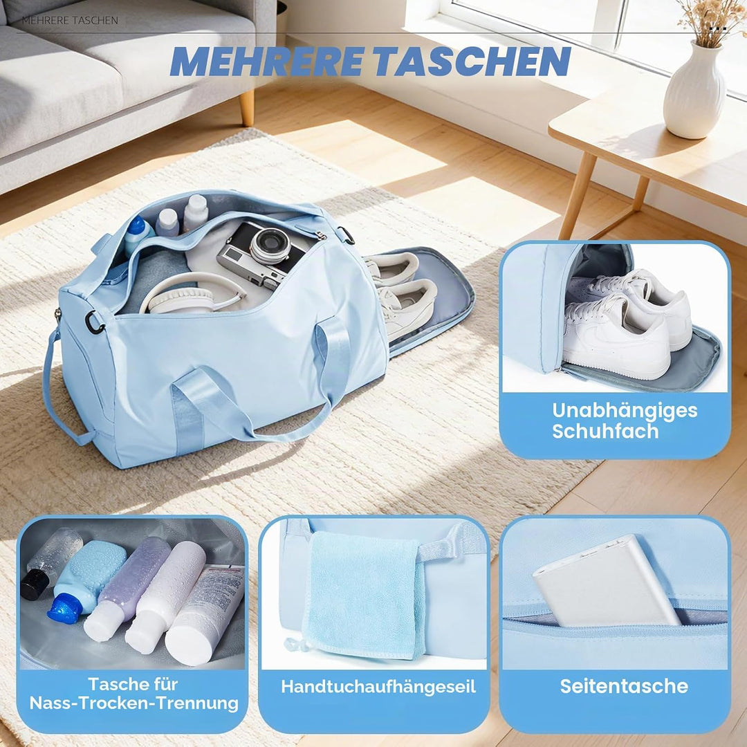 Sport Duffel Bag Damen Herren Sporttasche mit Schuhfach &amp; Nassfach Reisetasche Handgepäck Tasche Spo