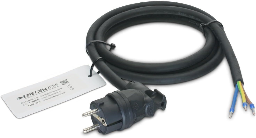 ENECEN 1192102 Anschlusskabel 230V/16A IP44 Gummi H07RN-F 3x1,5 mm² mit Vollgummi Winkel-Stecker/fre