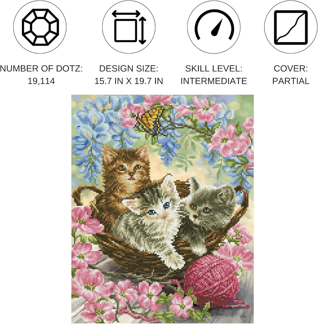 Diamond Dotz DD10-035 Kitty Knits, ca. 40 x 50 cm gross, Diamond Painting, Malen mit Diamanten, funk