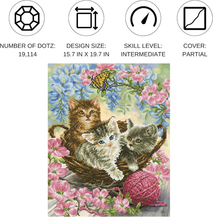 Diamond Dotz DD10-035 Kitty Knits, ca. 40 x 50 cm gross, Diamond Painting, Malen mit Diamanten, funk
