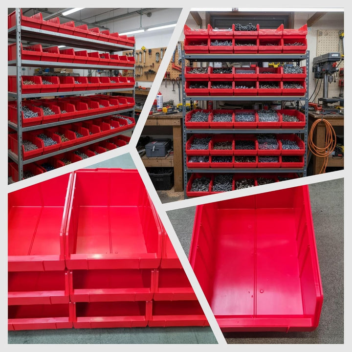 RODOPI 9er Set Stapelboxen, Grösse XL | Sichtlagerkästen 489x304x185mm | Robuste Lagerboxen für Werk