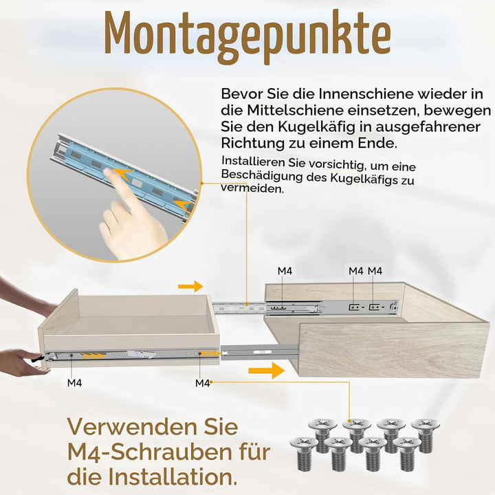 AOLSHENG schubladenschiene vollauszug 600 mm,Schwere schubladenführungen mit Schloss 68 kg Ladekapaz