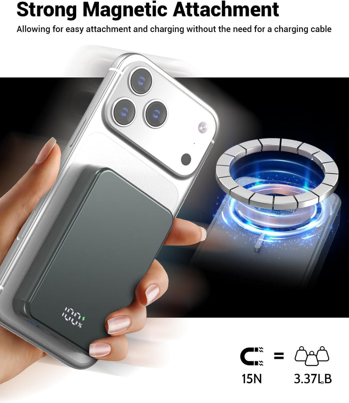 Magnetische Wireless Powerbank 26800mAh für Magsafe Power Bank Tragbares Ladegerät 20W PD Aluminiuml