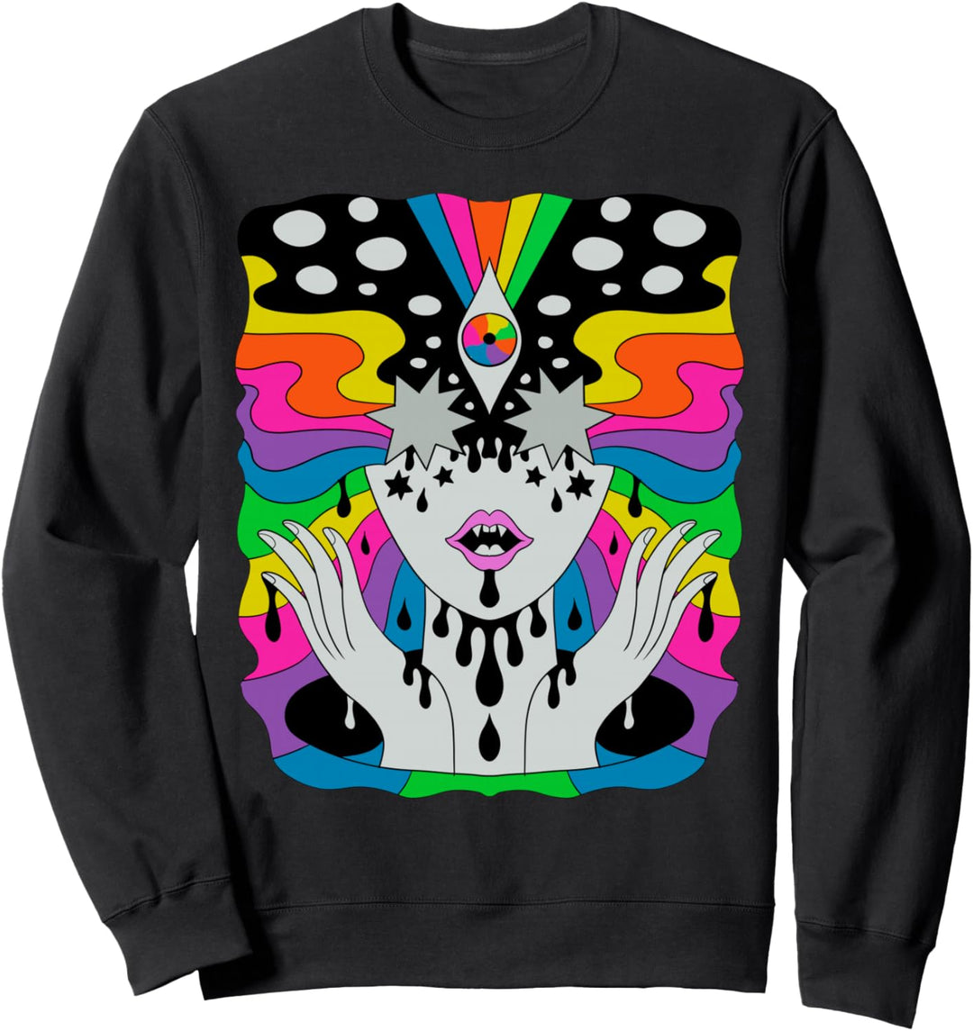 Bunte psychedelische Mädchen Trippy Abstrakte Dritte Auge Vision Sweatshirt