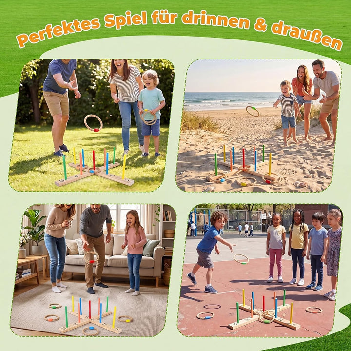 COSTWAY Ringwurfspiel aus Holz Bunt, Bunt