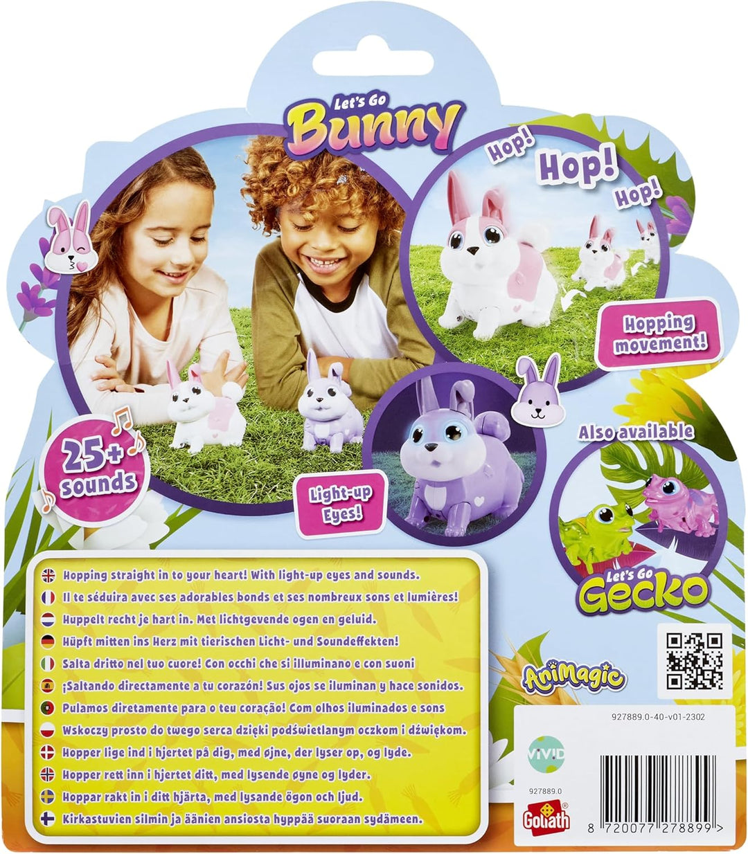 Animagic Let's Go Bunny Lila, Spielzeug für Kinder ab 5 Jahren, Interaktives Plüschkaninchen Lila -