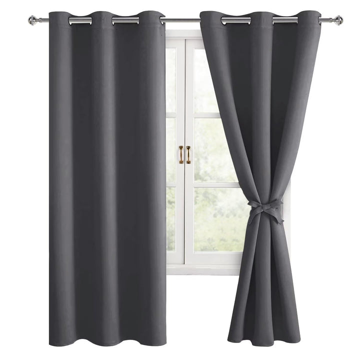 Hiasan Verdunklungsvorhänge Gardinen mit Ösen,Dunkelgrau Blickdicht Vorhänge,2 Stück,117 x 137 cm (B