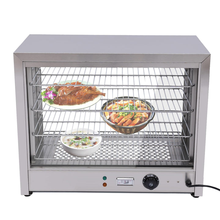 4 Etagen Warmhaltevitrine,Verstellbare Temperatur 30-85℃,2 Anzeigeleuchten | 800W Heisse Theke Speis