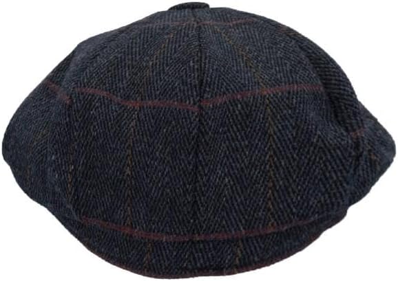 WALKER AND HAWKES - Unisex Bakerboy-Ballonmütze aus Tweed - 8-Panel-Konstruktion S Blauer Tweed, S B
