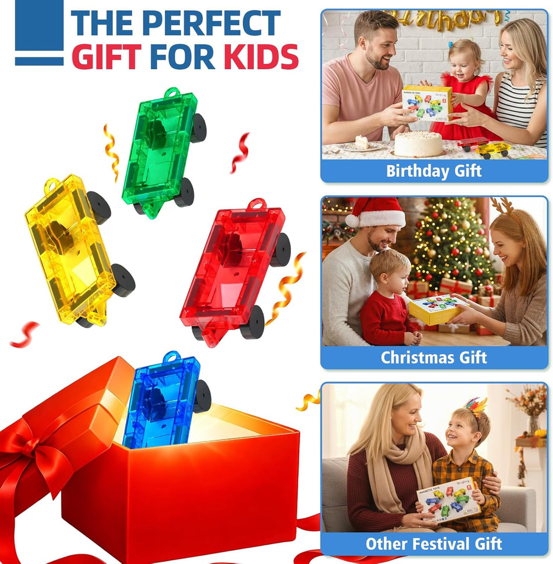 8 Stück Magnetbausteine Mini Auto Set Kompatibel mit Mini- und Standard Magnetische Bausteine Reises