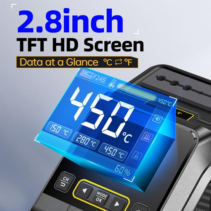 DEWIN Lötstationen, 200W Lötkolben Station 100-450℃ Digital Display Automatischer Ruhezustand und Ka