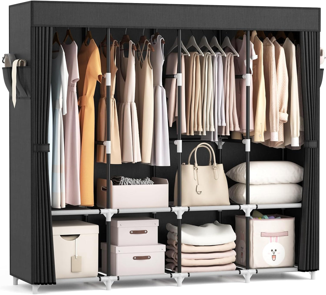 Vicye Kleiderschrank, Faltschrank,170*45*167 cm, Stoffschrank mit kleiderstange stabil, mit Abdeckun
