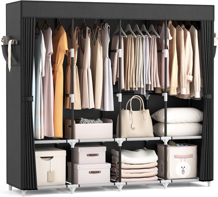 Vicye Kleiderschrank, Faltschrank,170*45*167 cm, Stoffschrank mit kleiderstange stabil, mit Abdeckun