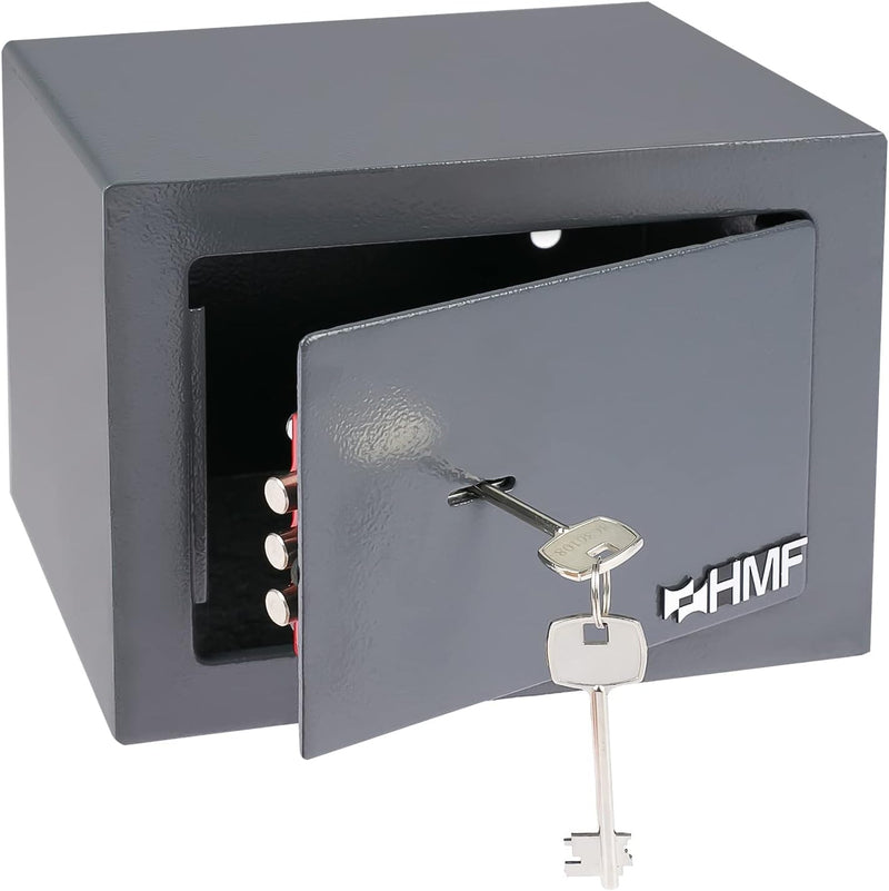 HMF 49216-11 Safe Tresor klein mit Schlüssel, Möbeltresor | 23 x 17 x 17 cm | Anthrazit, Anthrazit