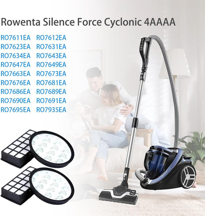 2 Sätze RO7681 Filter für Rowenta Silence Force Cyclonic Staubsauger 4AAAA Modelle,RO7612EA RO7643EA