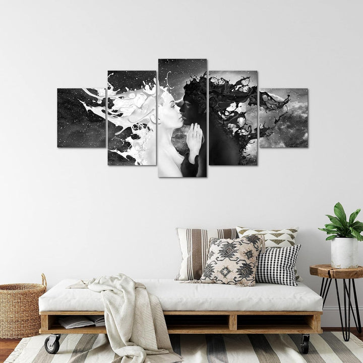 Runa Art - Bilder Milk und Coffee 200 x 100 cm 5 Teilig XXL Wanddekoration Design Schwarz Weiss 0050