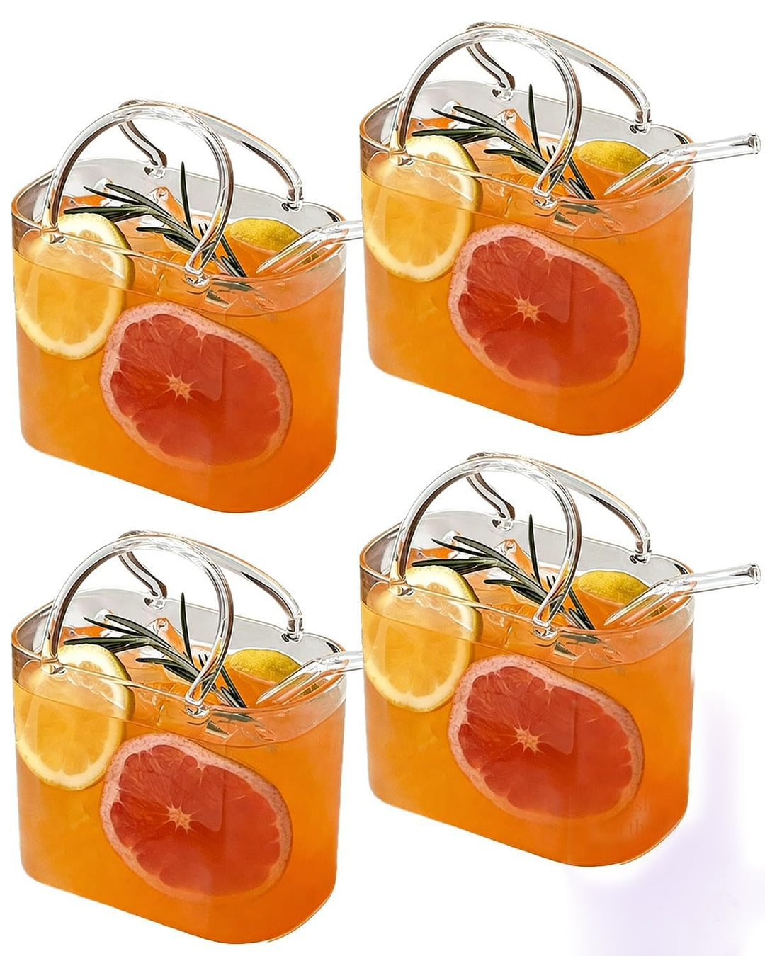 770 ml Trinkglas in Handtaschenform mit Strohhalm, einzigartige Handtaschen-Vase für Getränke, dekor