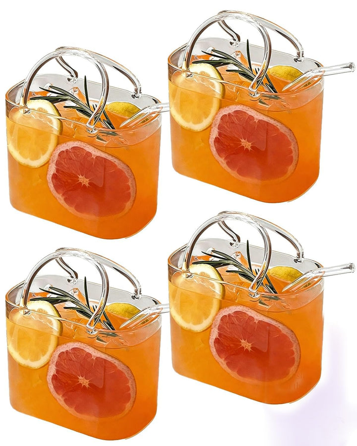 770 ml Trinkglas in Handtaschenform mit Strohhalm, einzigartige Handtaschen-Vase für Getränke, dekor