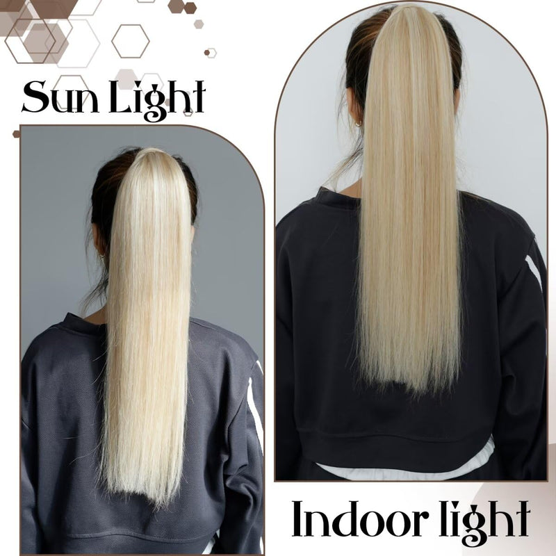 Hetto Ponytail Echthaar Extensions Blond Zopf Extensions Echthaar Remy Extensions Pferdeschwarz Haar