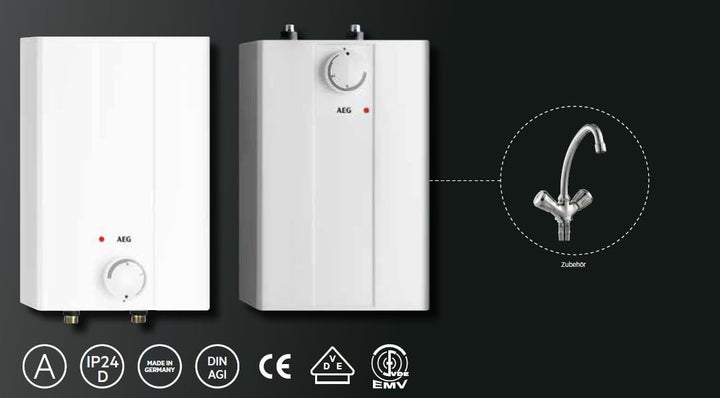 AEG druckloser Kleinspeicher Hoz 5 Basis, Übertischboiler 5 Liter Niederdruck, steckerfertig, 2 kW,