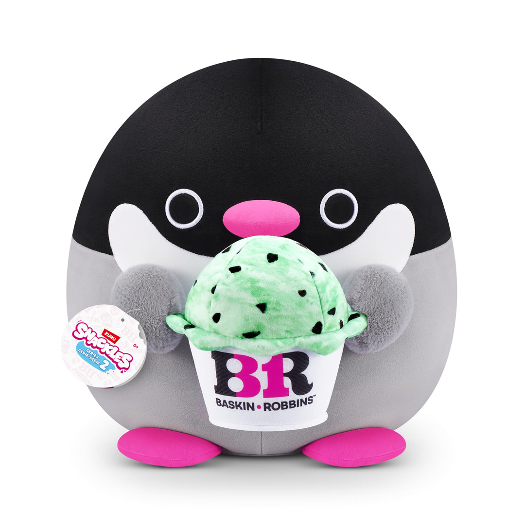 Snackles, Series 2, Penguin (Baskin Robbin), Plush Toy, Cuddly Squishy Comfort Plush with License Sn