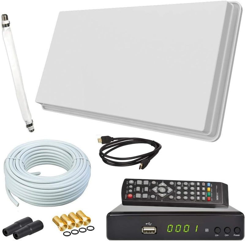 netshop 25 Set: Selfsat H30D1+ Flachantenne Single + HD Receiver + 10m Kabel + Fensterhalterung + 1