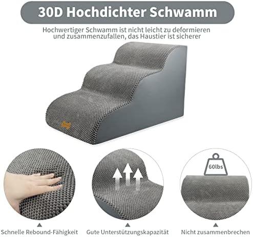 Nepfaivy Hundetreppe für Kleine Hunde 3-Stufig, Leuchthalsband Hund USB Aufladbar