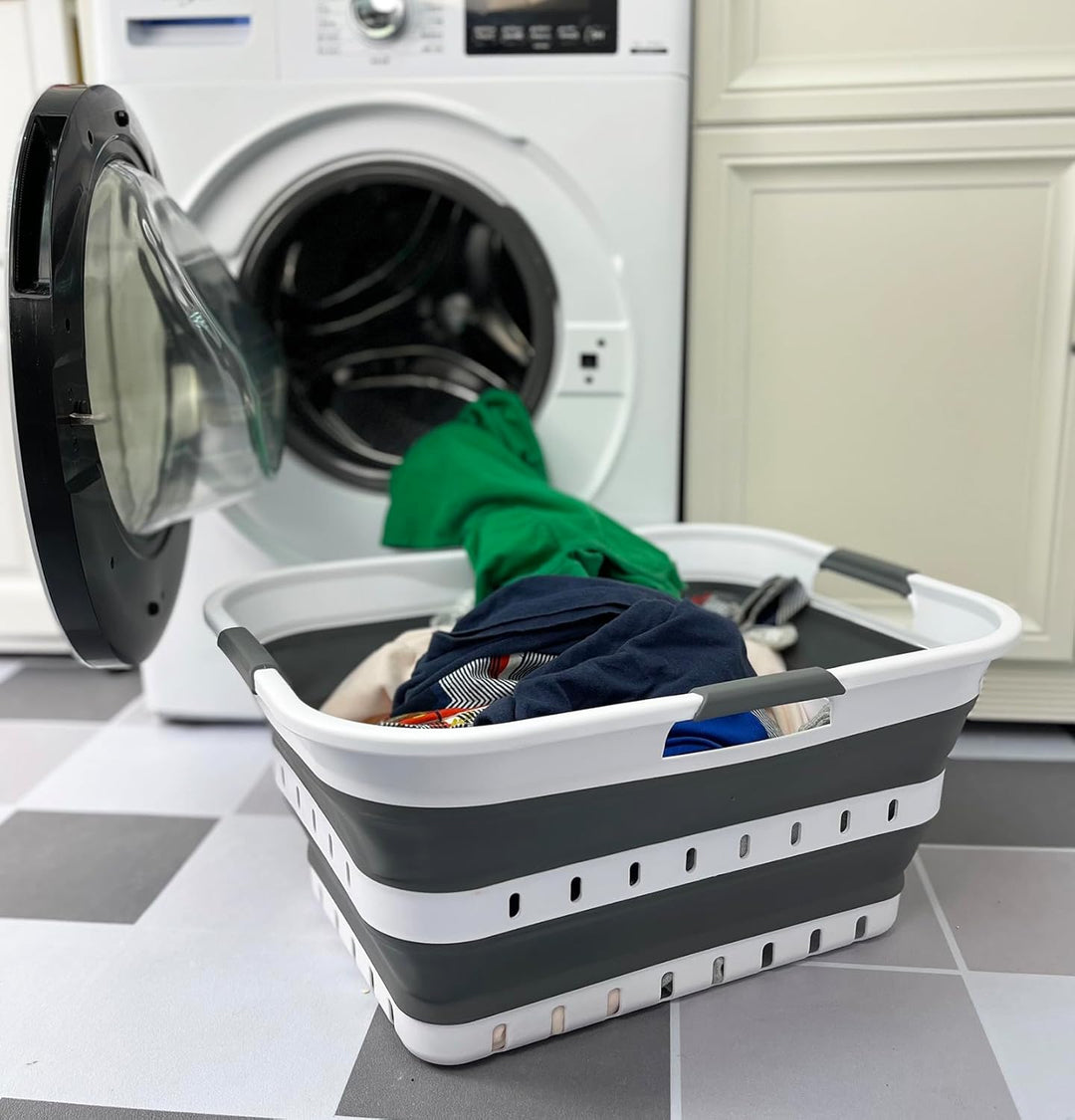 SAMMART Collapsible Plastic Laundry Basket - Foldable Pop Up Storage Container/Organizer - Portable