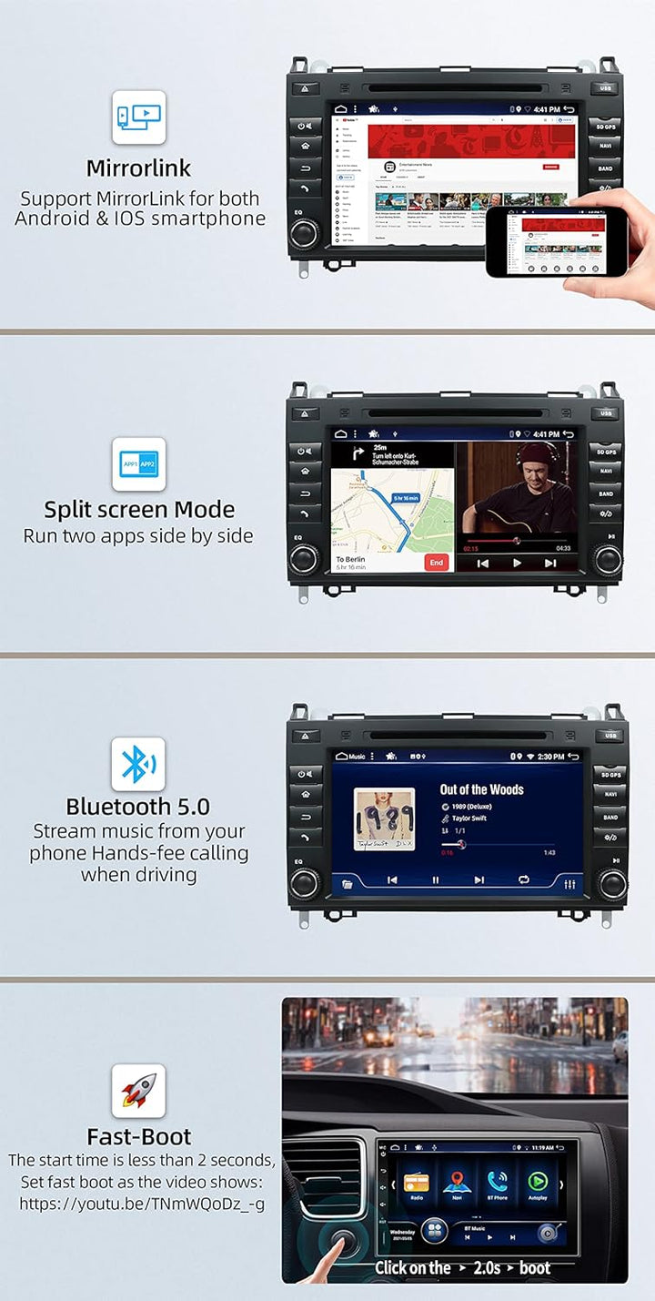 JOYX Android 10 Autoradio Passt für Benz Viano/Sprinter/Freightliner/W906 - [4G+64G] - [Eingebaut DS