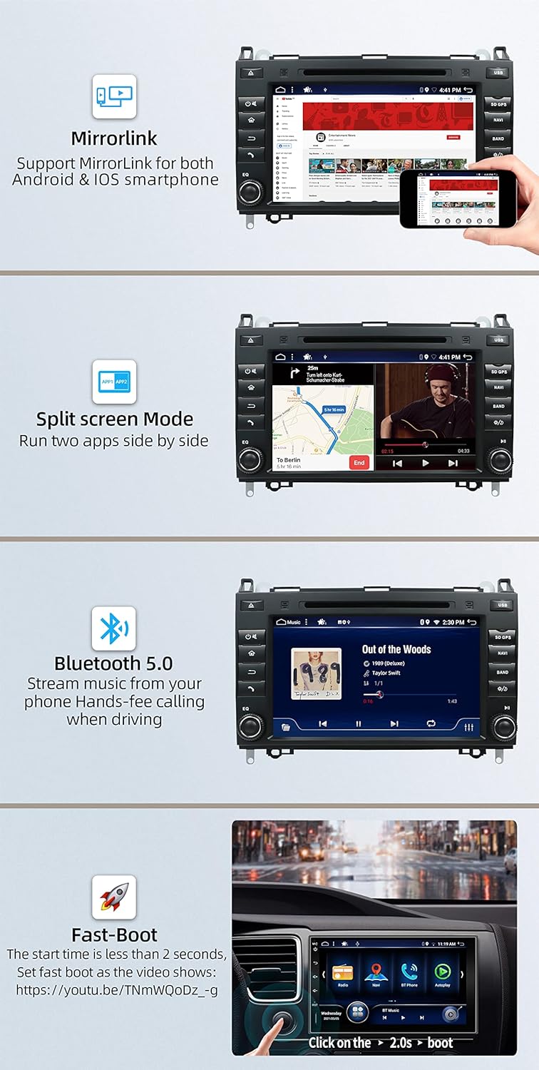 JOYX Android 10 Autoradio Passt für Benz Viano/Sprinter/Freightliner/W906 - [4G+64G] - [Eingebaut DS
