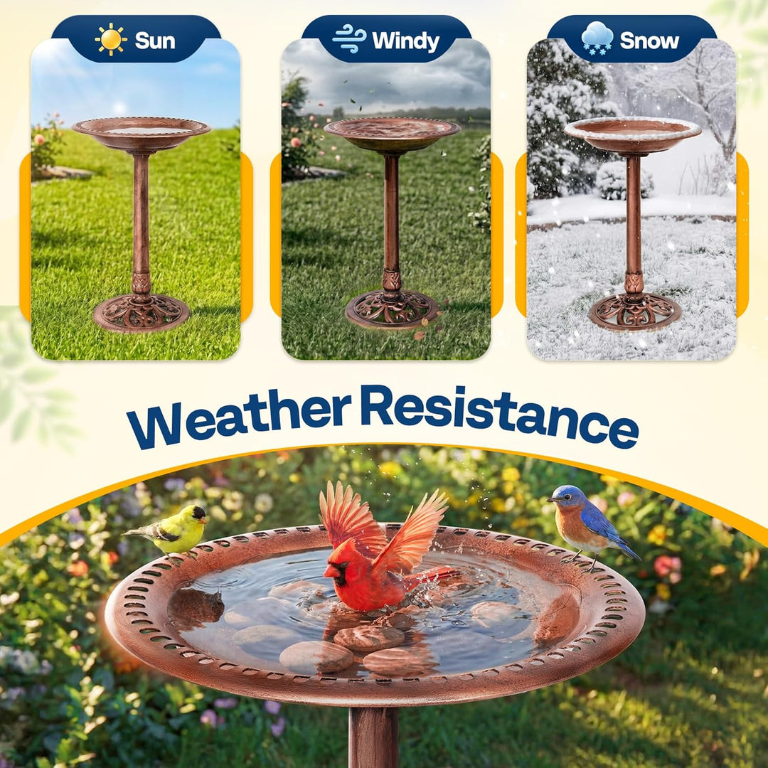 VIVOHOME Vogeltränke 71cm hoch Polyresin leicht antike Optik für Aussenbereich Antike Bronze, Antike