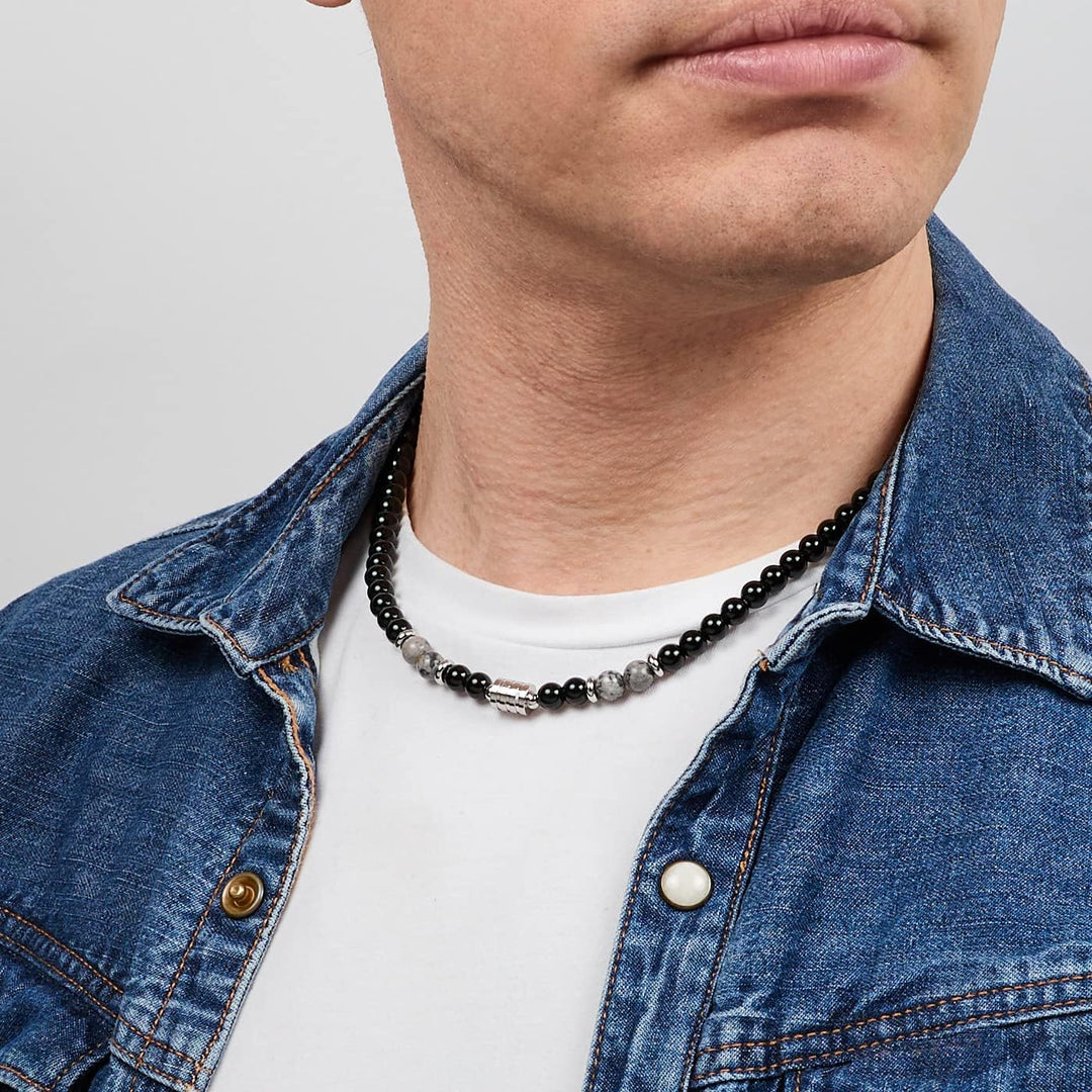 Handgemachte Herren Tigerauge Onyx Perlenkette Kette Natürliche Edelsteine Heilung Kristallschmuck (