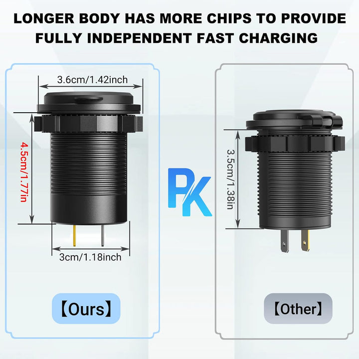 (3-USB 66W) 12V USB C Steckdose Einbau: PD3.0 Typ C USB Buchse Wasserdicht 12 Volt KFZ Dose Zigarett