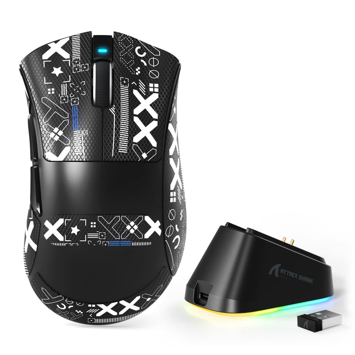 MAMBASNAKE x Attack Shark V3PRO Kabellose Gaming-Maus mit Magnetischer Ladestation,PAW3311-Sensor, B