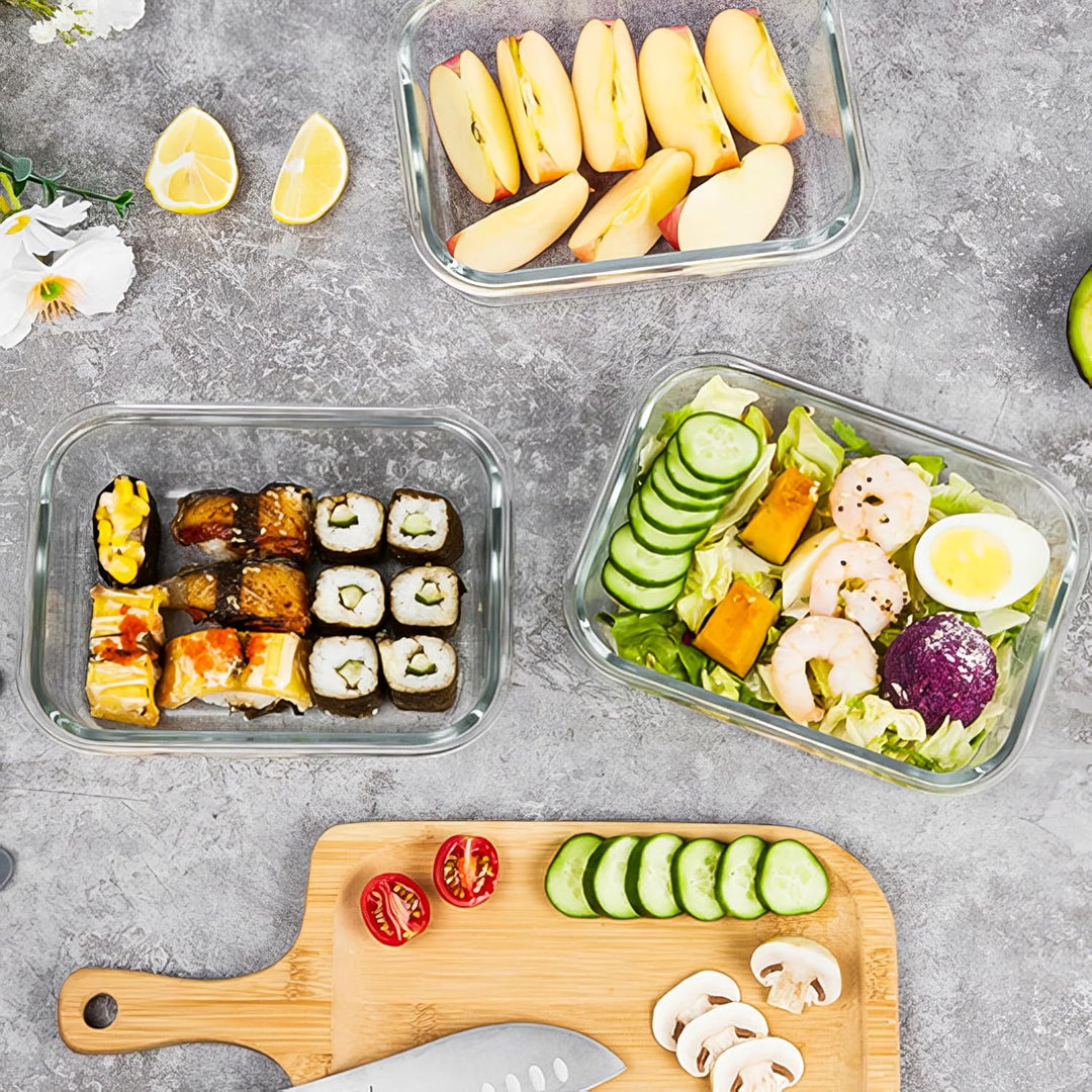 LNWSN Glasbehälter mit Deckel 2er, Wiederverwendbare Behälter für Meal Prep Boxen Glas, Food Contain