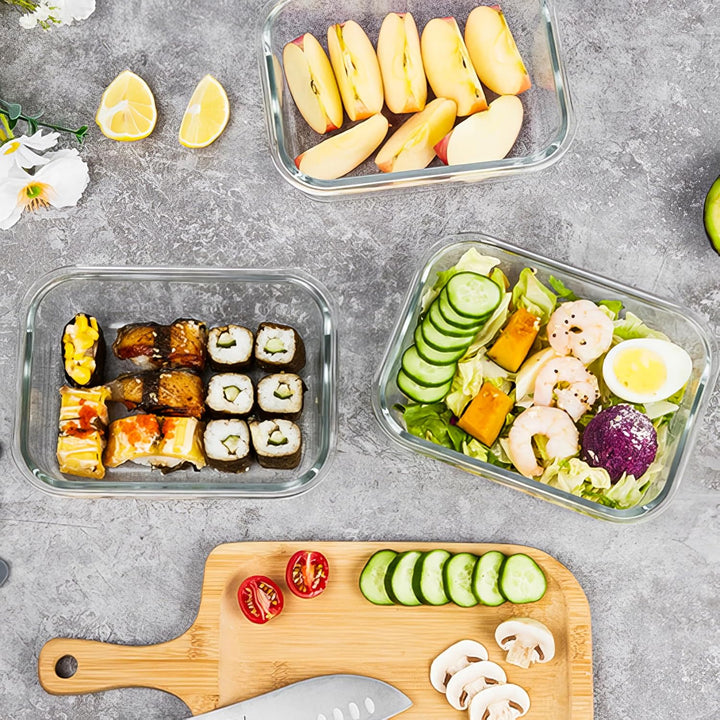 LNWSN Glasbehälter mit Deckel 2er, Wiederverwendbare Behälter für Meal Prep Boxen Glas, Food Contain