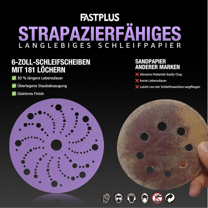 Poröses Schleifscheiben 150mm Klett 80 Körnung Schleifpapier Blau Keramik Schleifscheiben 50 Stück E