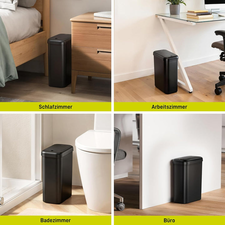 EKO Automatischer Badezimmer-Mülleimer mit Deckel, 10L Schlanker Sensor Abfalleimer, Wasserdichter B