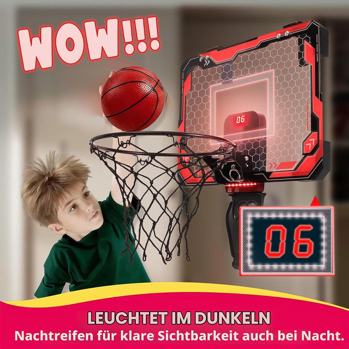 SYNCFUN Basketballkorb Indoor Kinder,Mini Basketballkorb Kinder mit Elektronische Anzeigetafel 4 Bal
