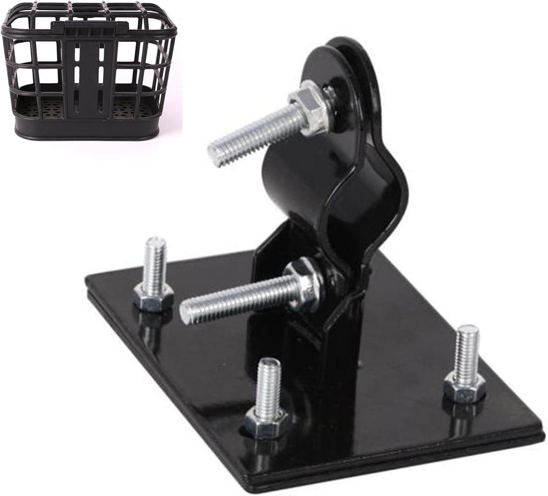 Fahrradkorb Feste Halterung, Frontkorbzubehör, schwarzes Metall, Gepäckträgerhalterung, 5 kg Tragkra