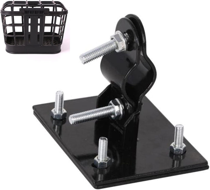 Fahrradkorb Feste Halterung, Frontkorbzubehör, schwarzes Metall, Gepäckträgerhalterung, 5 kg Tragkra