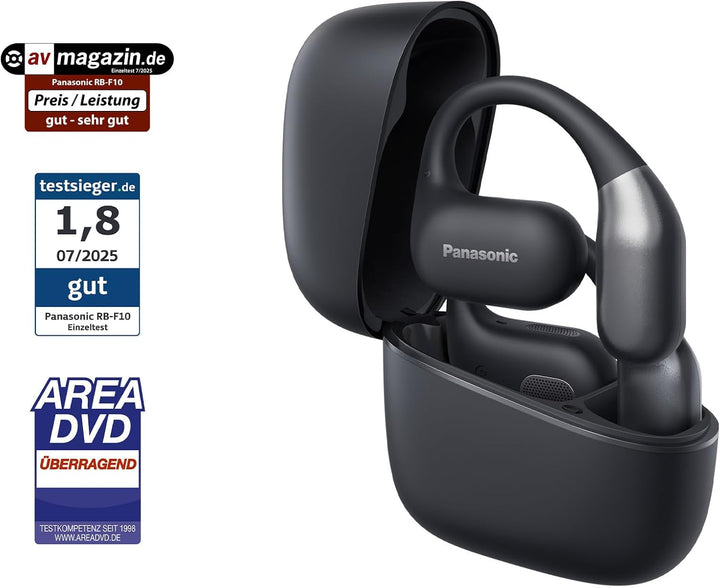 Panasonic RB-F10DE-K Open-Ear Wireless Kopfhörer, Bluetooth Kopfhörer mit ENC Mikrofon, 25 Std. Wied