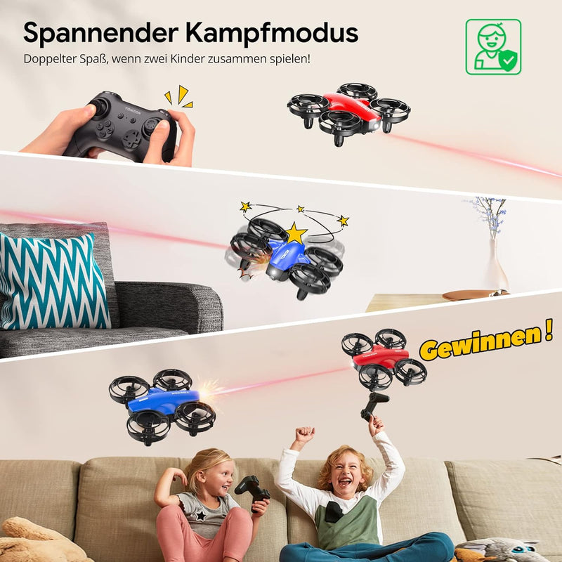 Tomzon mini Drohne für Kinder Anfänger RC Quadrocopter mit 24min Lange Flugzeit, Kampfdrohne mit 360
