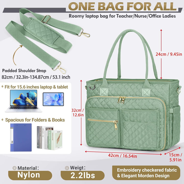 RAINSMORE Lehrertasche 15.6 Zoll Laptoptasche Damen Aktentasche mit Isolierter Tasche Arbeitstasche