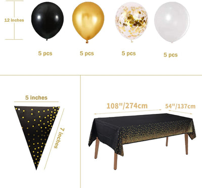 ZhiheHui Partygeschirr in Schwarz und Gold Partyteller in Schwarzgold Partygeschirr in Schwarzgoldpu